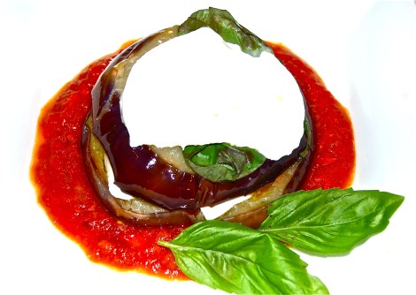 Roasted Eggplant, Mozzeralla, Basil & Tomato Sauce.