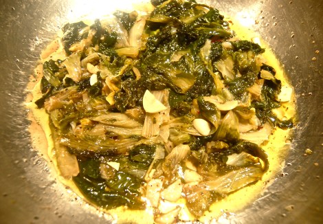 Garlicy Escarole in The Pan