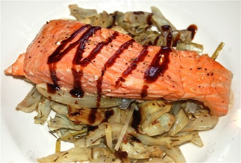 Salmon With Braised Fennel.