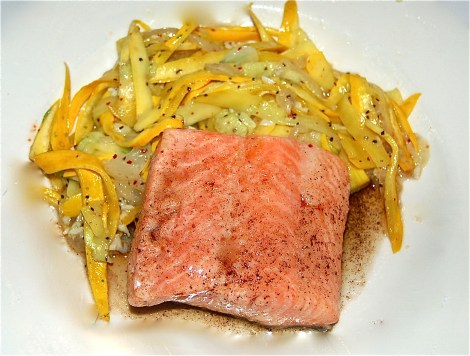 Salmon with Zucchini Fettuccine